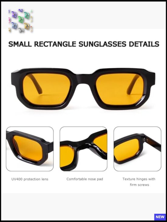 Retro Rectangle Sunglasses Chunky Square Sunnies Trendy Y2K UV Protection main image 7